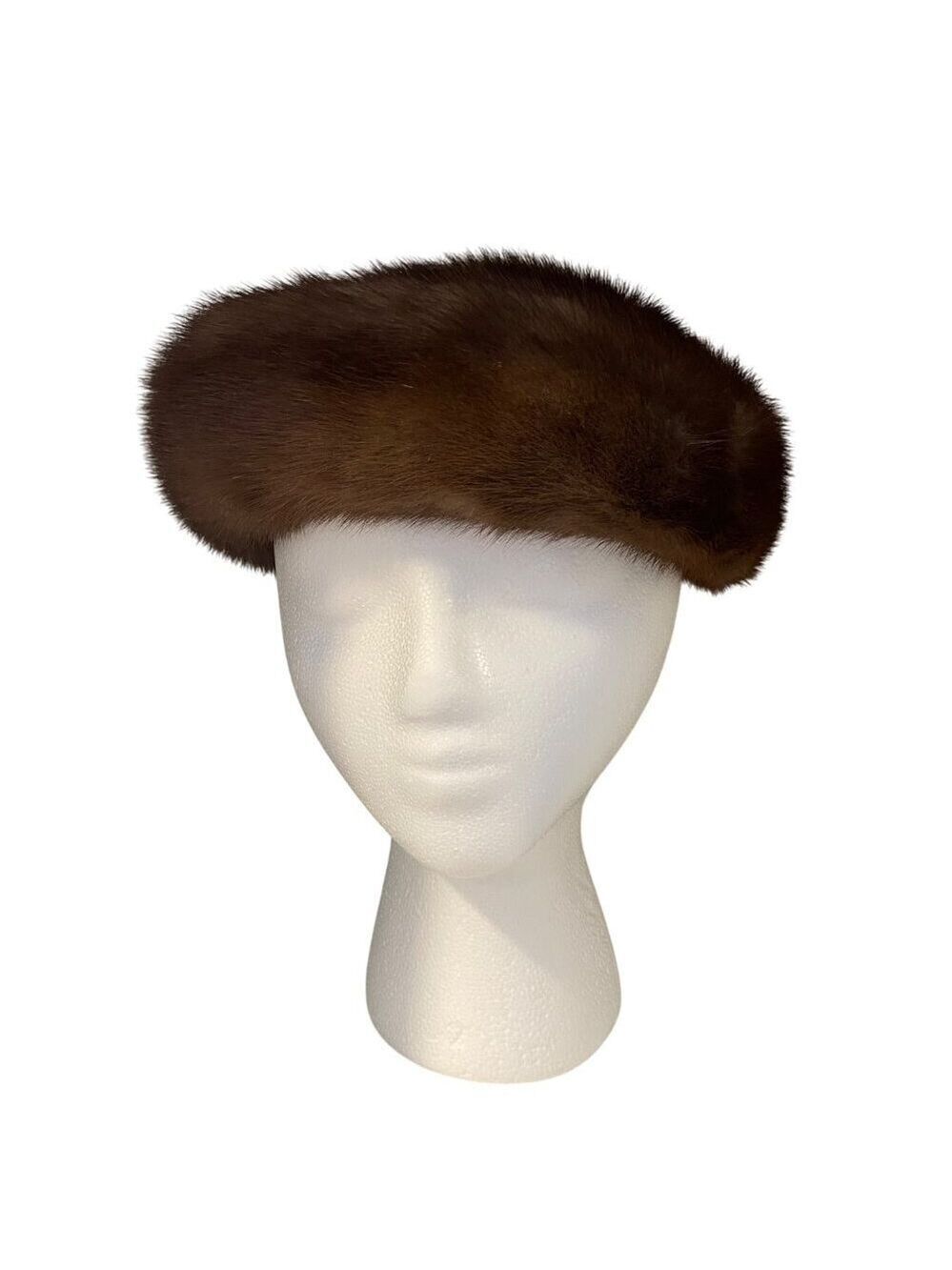 Vintage Brown Mink Fur Hat With Ribbon Tie Accent from Christine Originals